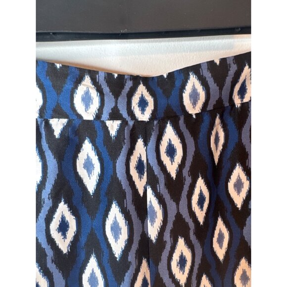 ZARA Small Wide-Leg Pants Ikat Pattern Elastic Waist Polyester - Picture 4 of 14